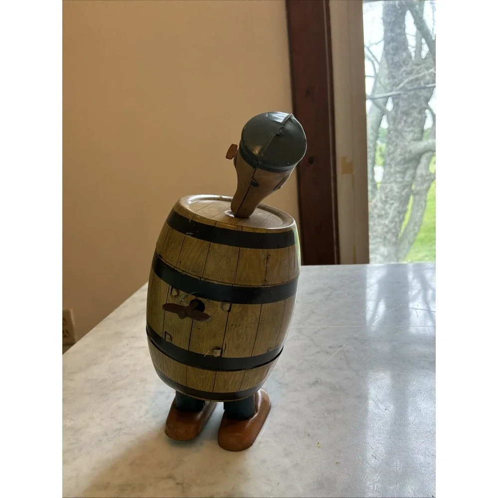 Vintage J. Chein Popeye in a Barrel Tin Litho Wind-Up Dancing Toy 1930s WORKS!!